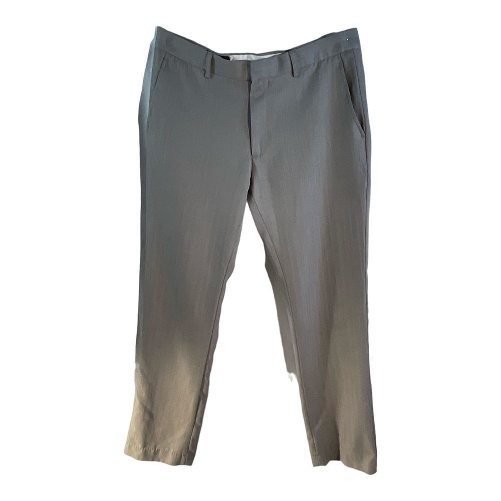 MB STUDIO GRAY POLYESTER FLAT FRONT  MEN'S SLIM FIT 34X 32 DRESS PANTS